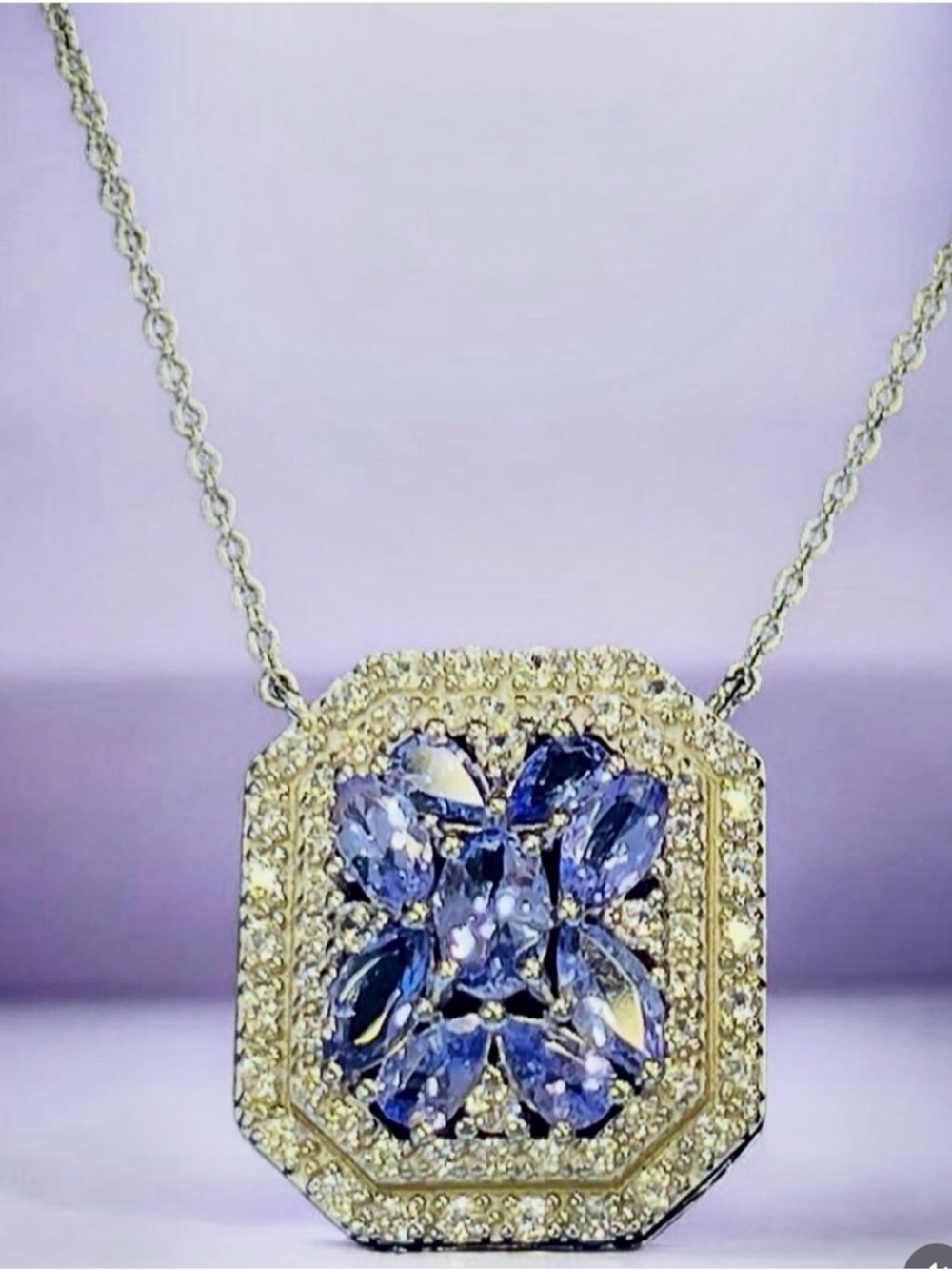 TANZANITE Marquis/Pear/Oval Pendant Necklace Sterling Silver 925 Stamped NWT